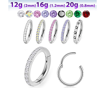 Kroužek Stříbrný s Kamínky Clear Hinged 8mm